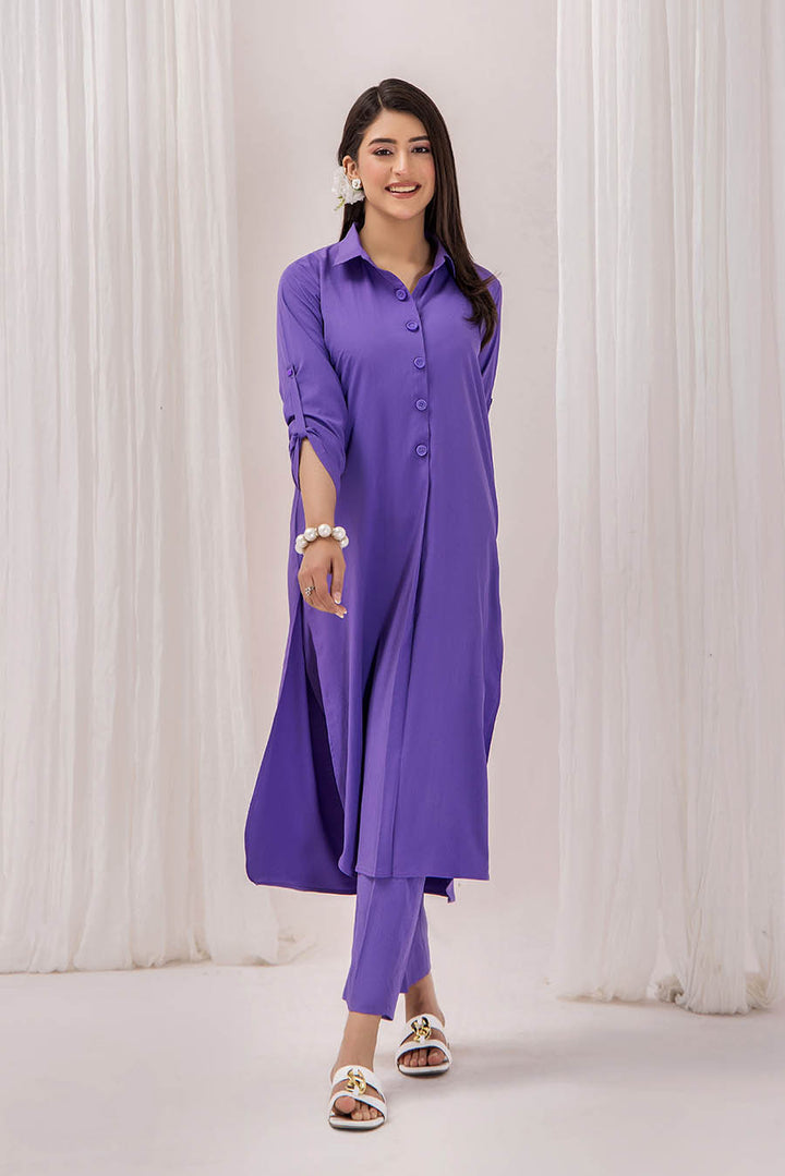 Purple Wrinkle Free Co-ord Set