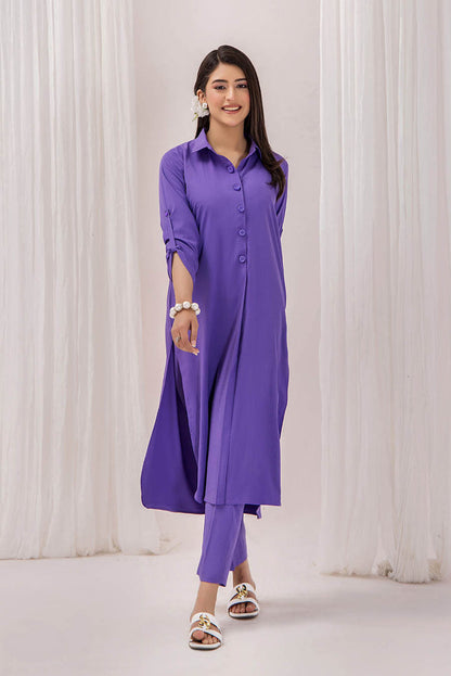 Purple Wrinkle Free Co-ord Set