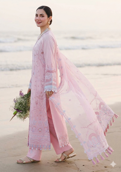 Qalamkar Pink Lawn Salwar Kameez Online in KSA Riyadh Saudi Arabia Oman Bahrain Qatar