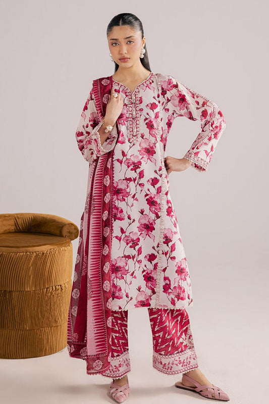 Raspberry Pink Embroidered Lawn Salwar Kameez Online in Dubai UAE Abudhabi Ajman Sharjah
