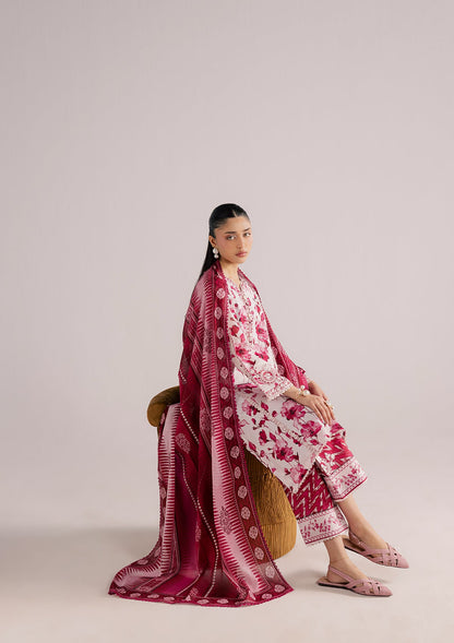 Raspberry Pink Lawn Dupatta Set Online in Dubai UAE Abudhabi Ajman Sharjah