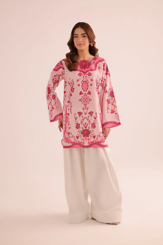 Raspberry Pink Poly Lawn Printed Kurta Online in Dubai UAE Abudhabi Ajman Sharjah
