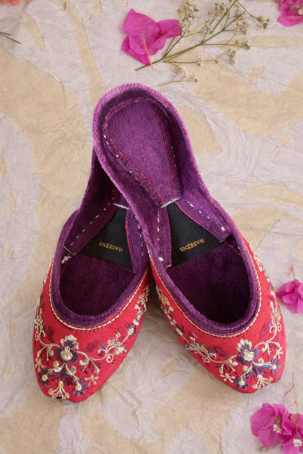 Raspberry Pink Velvet Khussa Online in Dubai UAE Abudhabi Ajman Sharjah