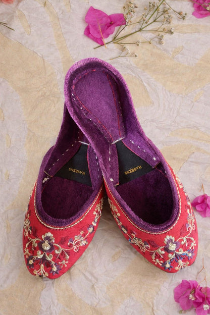 Raspberry Pink Velvet Khussa Online in Dubai UAE Abudhabi Ajman Sharjah