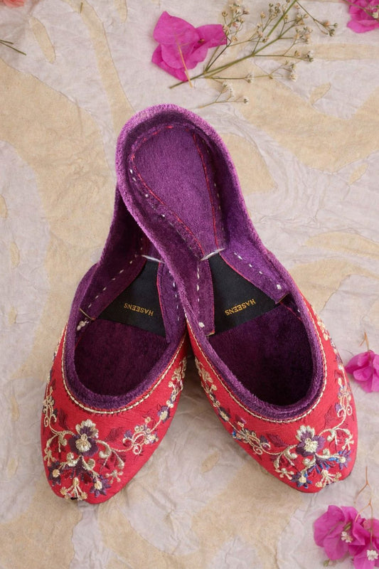 Raspberry Pink Velvet Khussa Online in Dubai UAE Abudhabi Ajman Sharjah