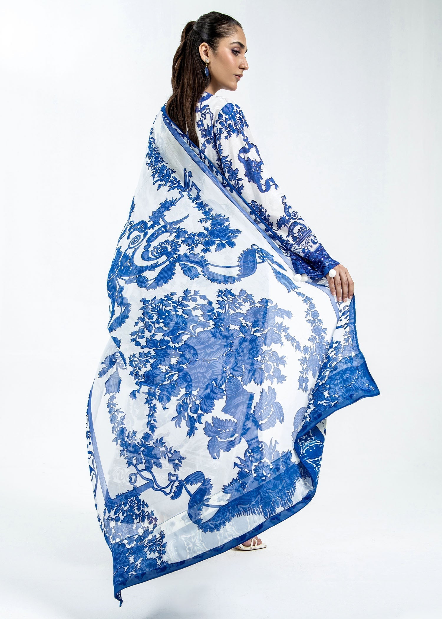 Raw Silk Blue Kaftan Suit for Women Online in Dubai UAE Abudhabi Ajman Sharjah