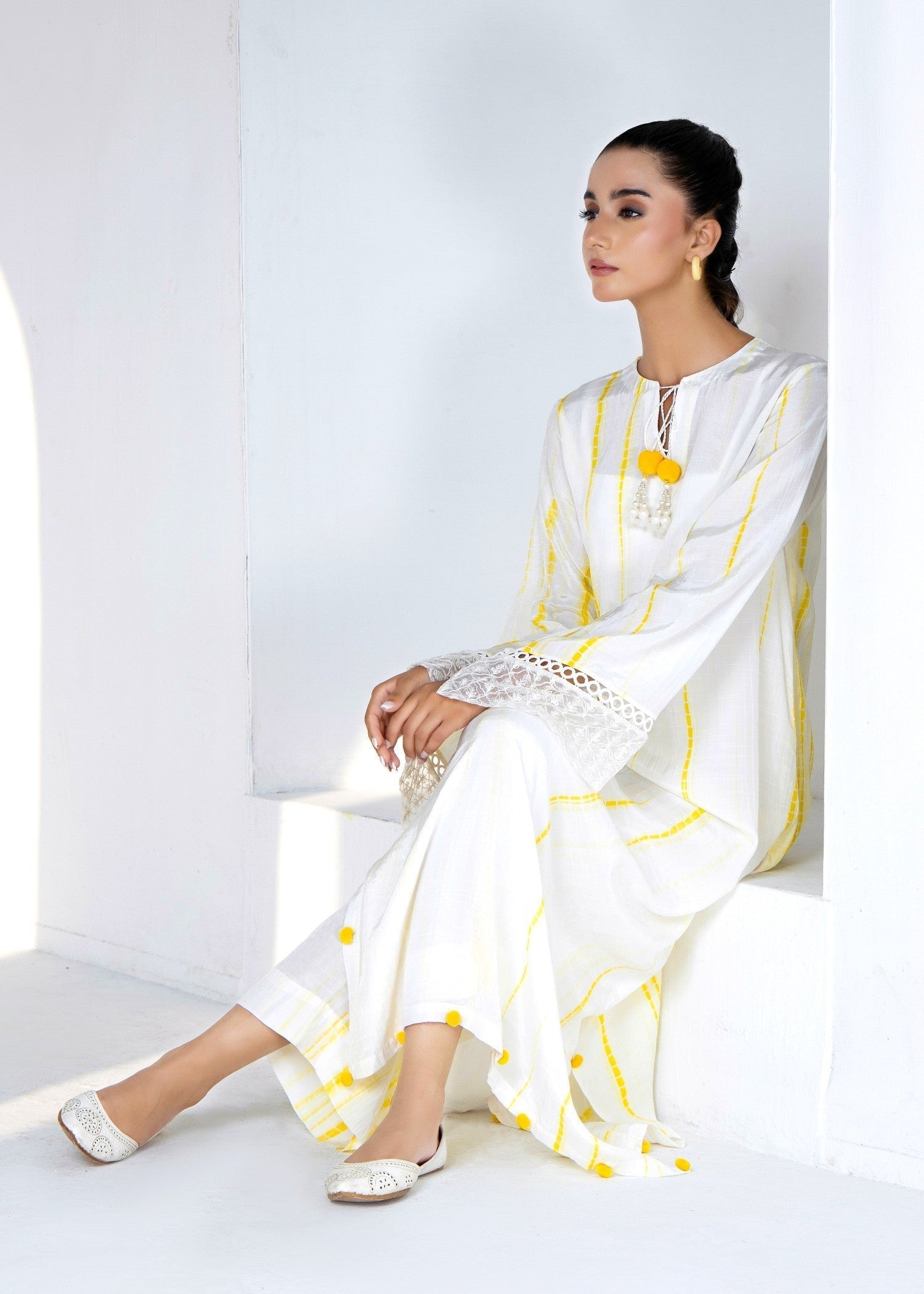 Raw Silk Embroidered White Kurta Set Online in UK USA Canada
