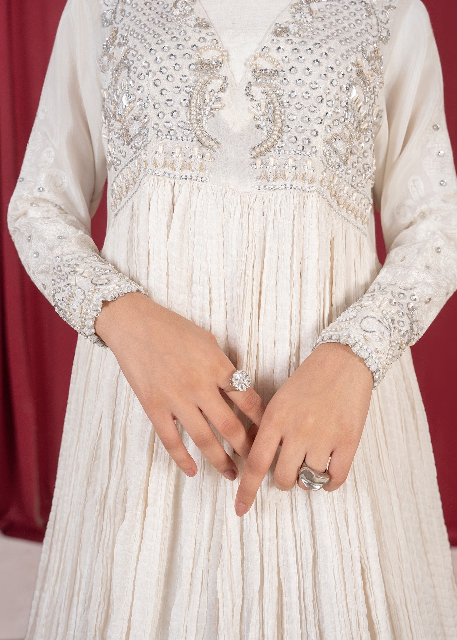 Raw Silk Flared Pishwas Festive Outfit Online in Dubai UAE Abudhabi Ajman Sharjah