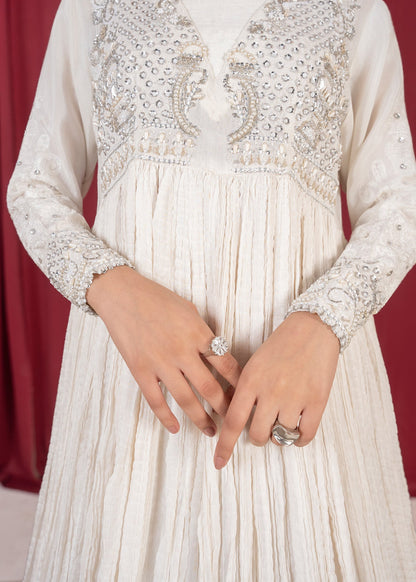 Raw Silk Flared Pishwas Festive Outfit Online in Dubai UAE Abudhabi Ajman Sharjah