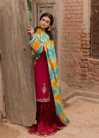 Raw Silk Fuchsia Embroidered Festive Outfit Online in UK USA Canada