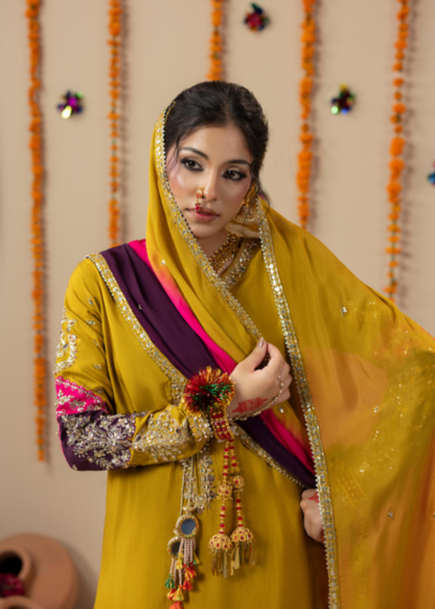 Raw Silk Mustard Embroidered Salwar Suit Online in Dubai UAE Abudhabi Ajman Sharjah