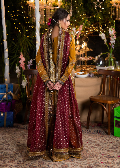 Raw Silk Mustard Sharara Party Wear Online in Dubai UAE Abudhabi Ajman Sharjah