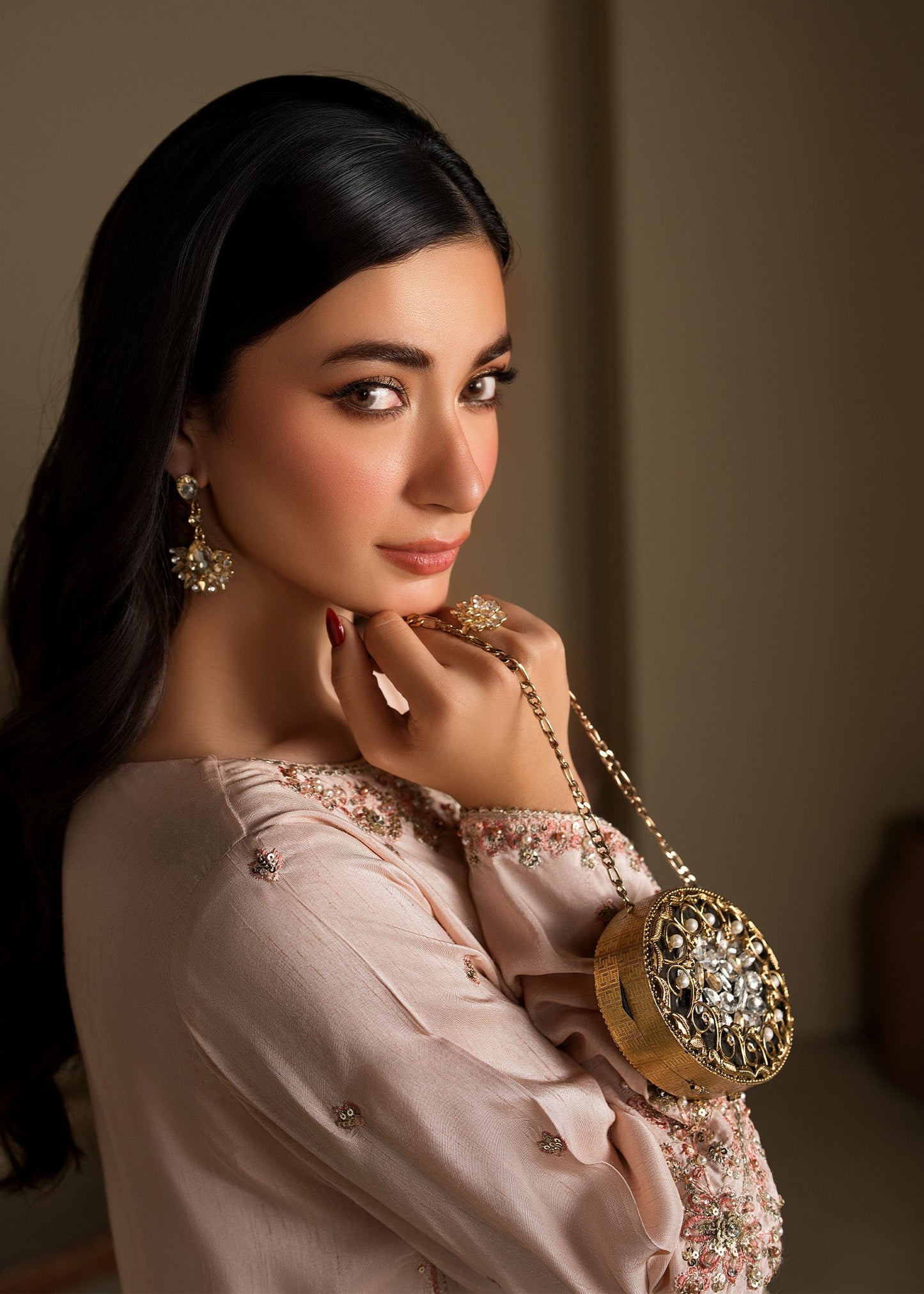 Raw Silk Peach Orange Embroidered Farshi Shalwar Online in KSA Riyadh Saudi Arabia Oman Bahrain Qatar