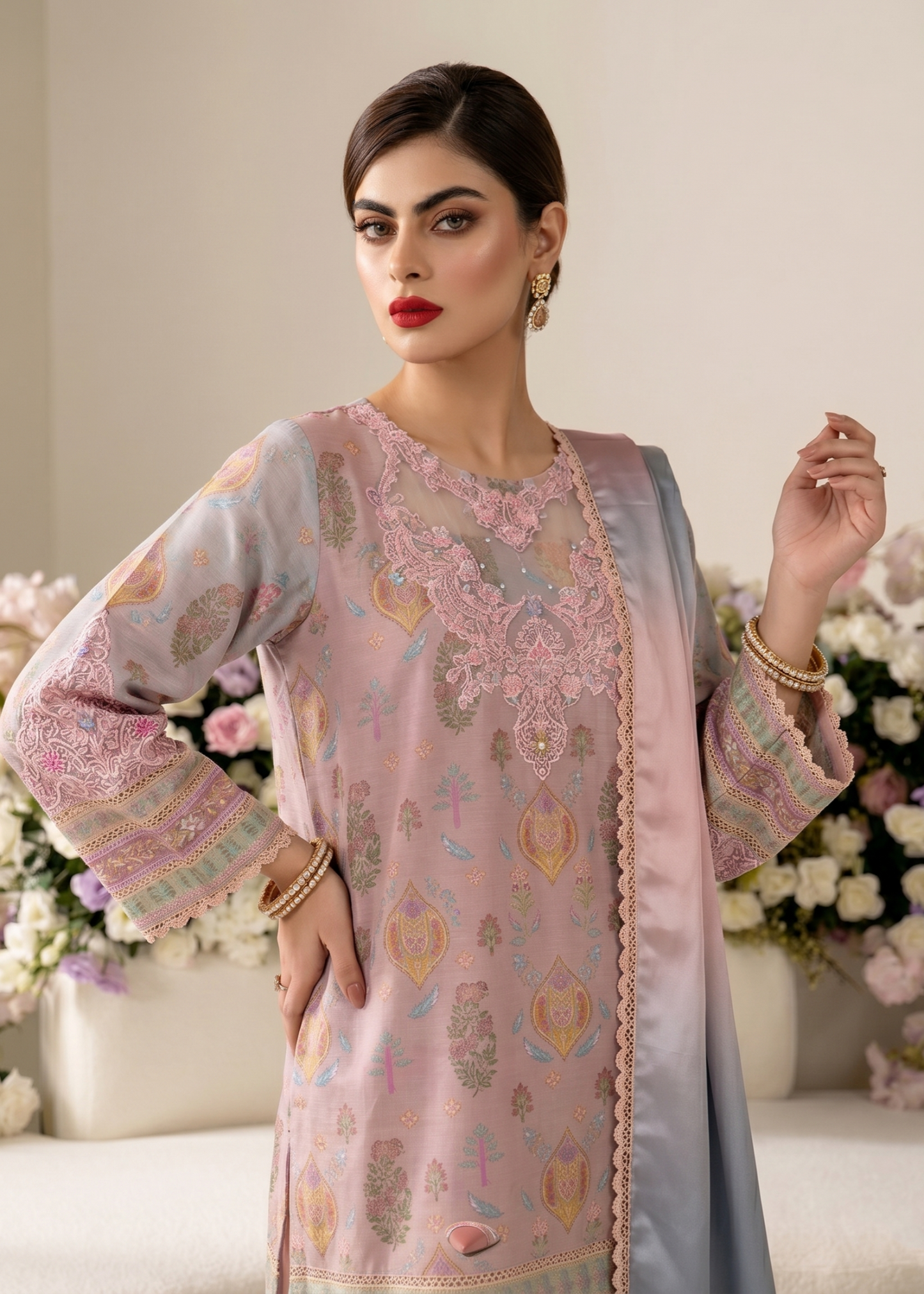 Raw Silk Peach Pink Designer Suit Online in Sri Lanka India Australia