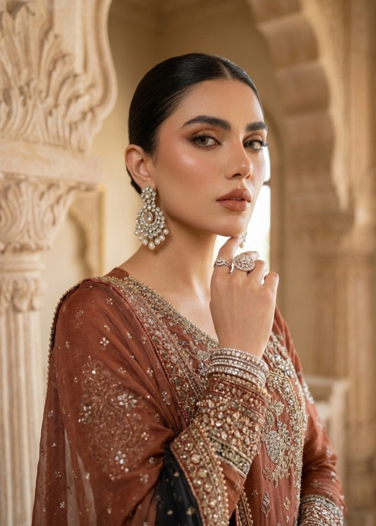 Raw Silk Trouser Chiffon Maxi Suit Online in Dubai DXB UAE Abudhabi Meena Bazaar