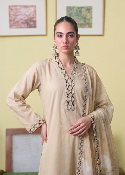 Ready to Wear Beige Lacework Lawn Outfit Online in Dubai DXB UAE Abudhabi Meena Bazaar