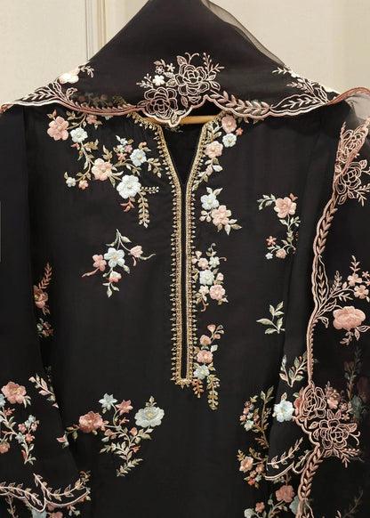 Ready to Wear Black Embroidered Lawn Cotton Suit Online in KSA Riyadh Saudi Arabia Oman Bahrain Qatar