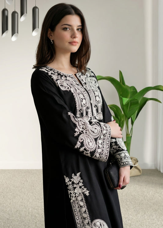 Ready to Wear Black Linen Kurta Set Online in Sri Lanka India Australia