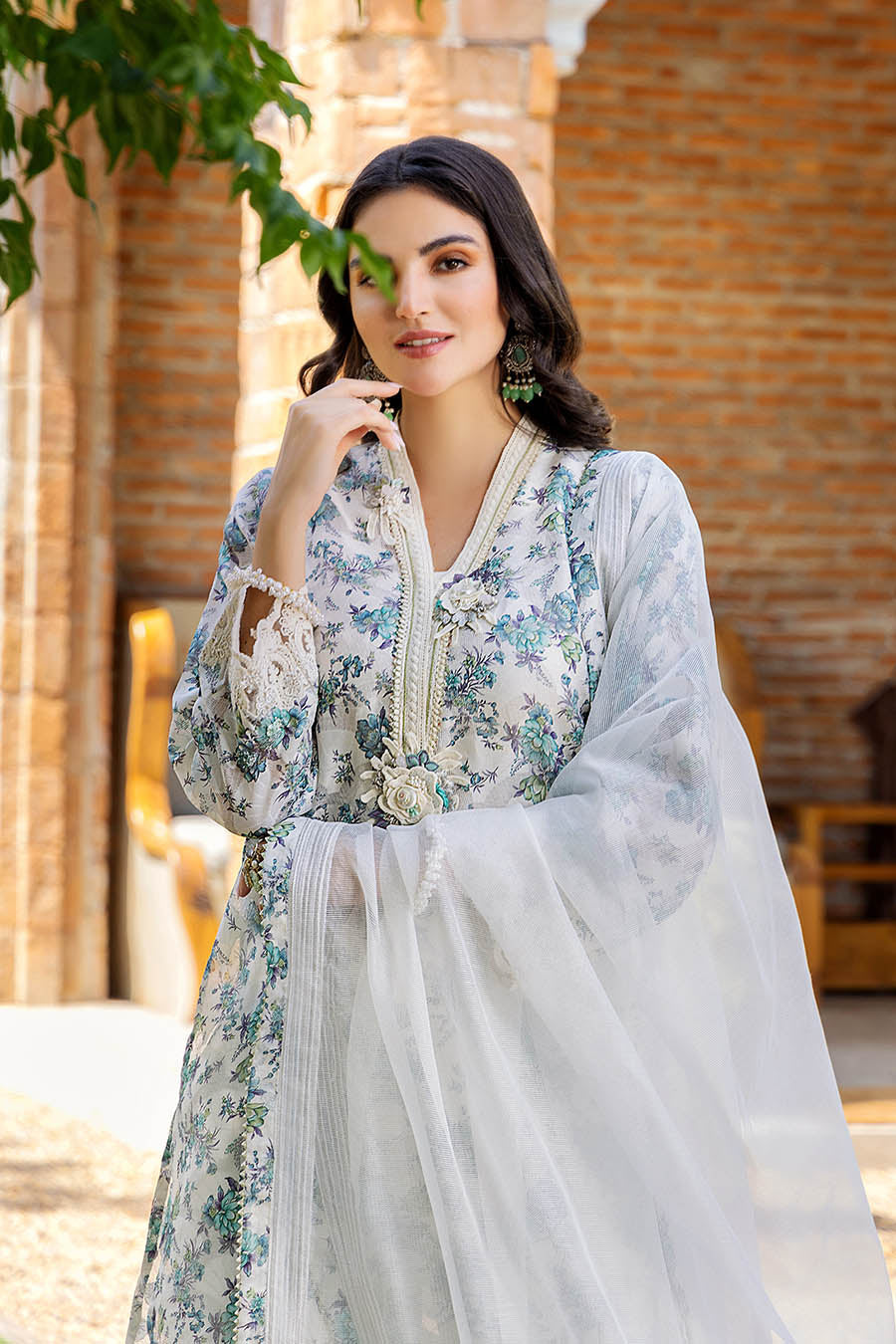 Ready to Wear Cotton Net Dupatta Suit Online in UK USA Canada