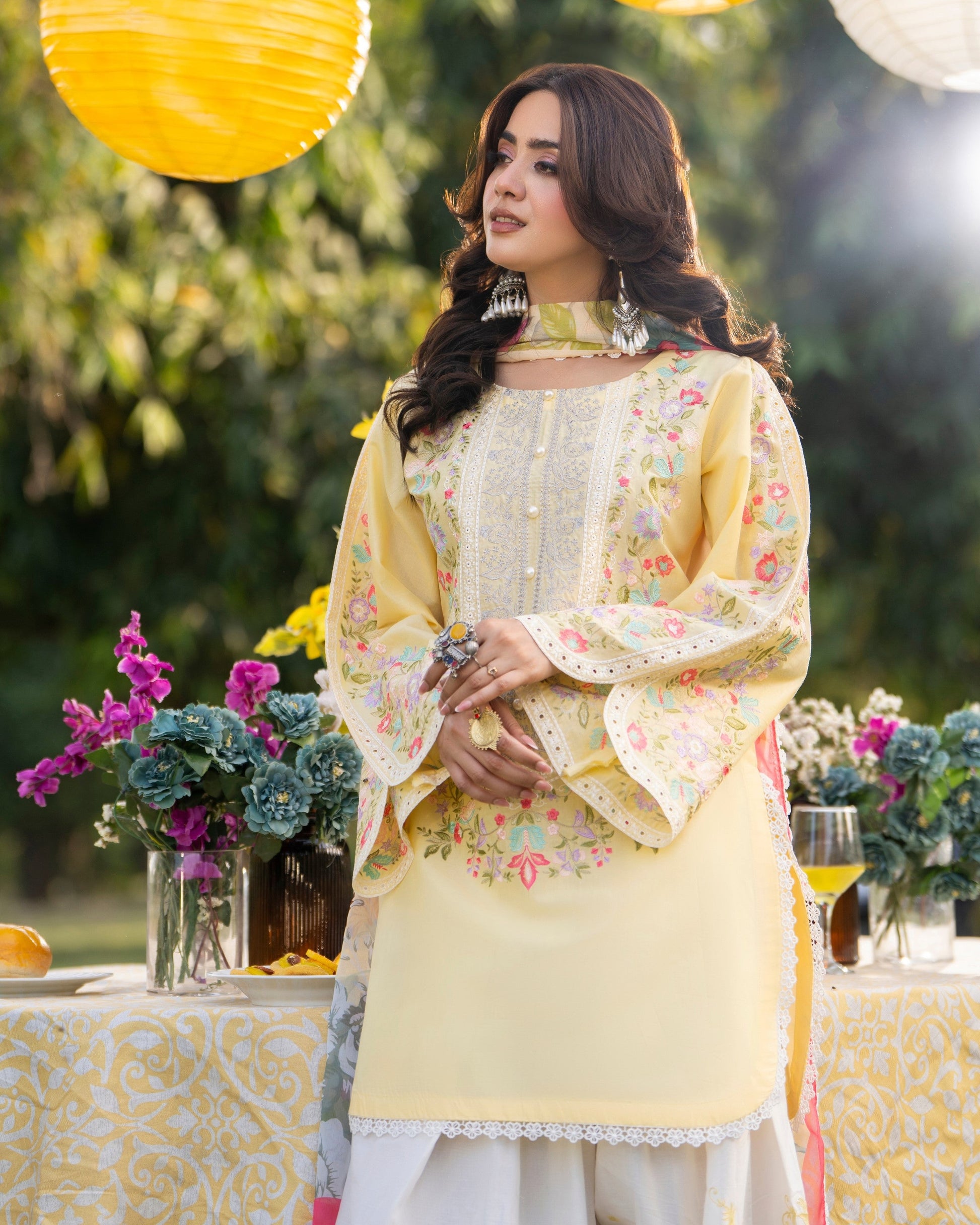 Ready to Wear Cream Chiffon Suit Online in Sri Lanka India Australia