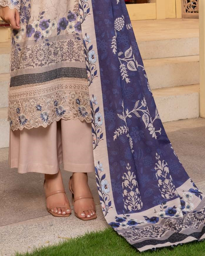 Embroidered Dhanak 3PC Suit with Plazo Online in Dubai DXB UAE Abudhabi Meena Bazaar