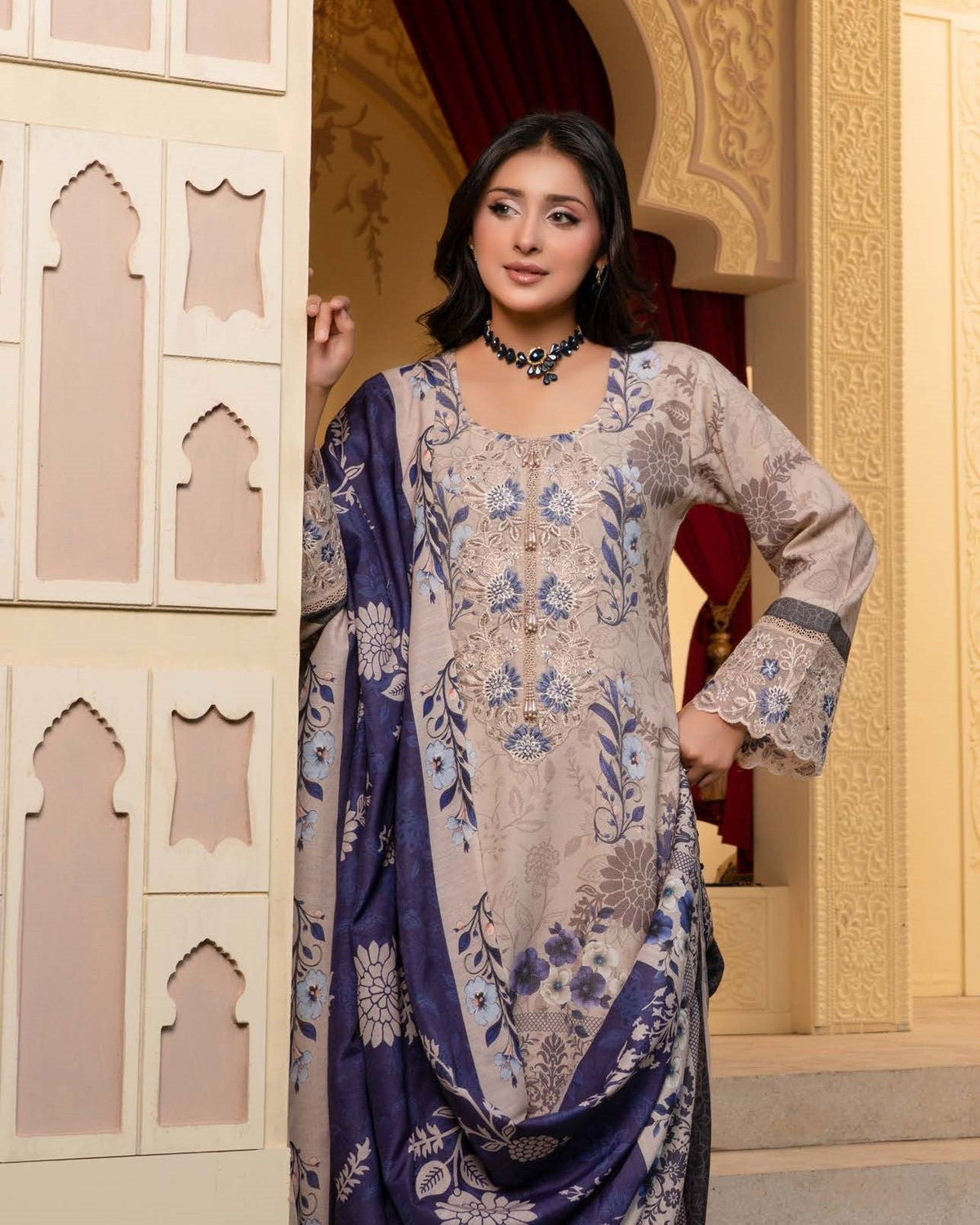 Ladies Embroidered Dhanak Shalwar Kameez Ready to Wear Online in UK USA Canada