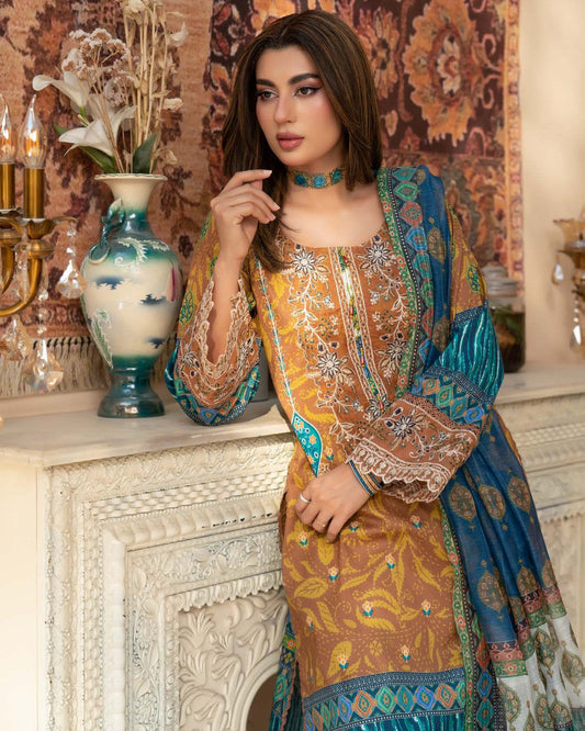 Ready to Wear Mustard Lawn Salwar Kameez Online in UK USA Canada