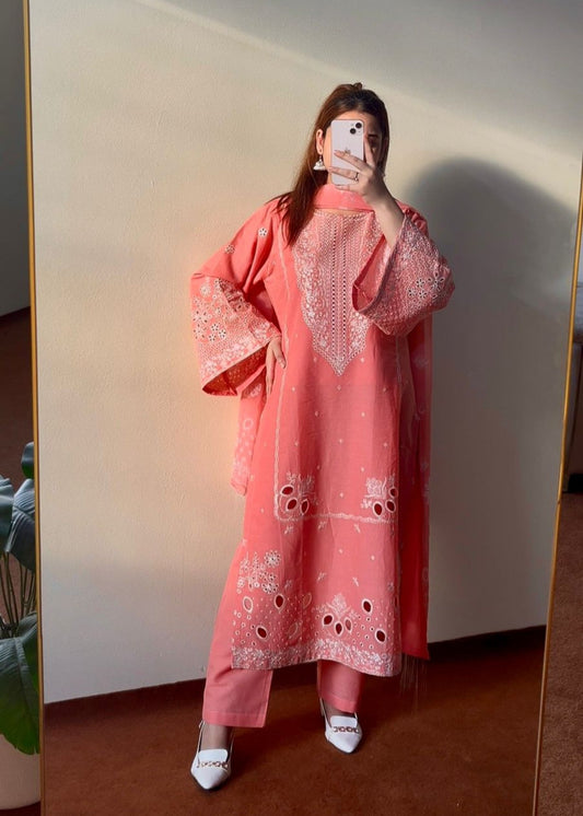 Ready to Wear Peach Embroidered Suit Online in Sri Lanka India Australia