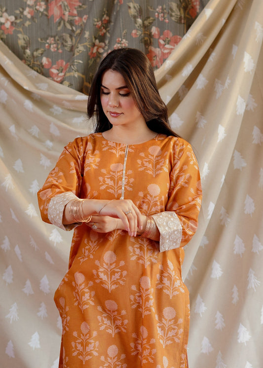 Ready to Wear Yellow Ochre Lawn Kurta Set Online in UK USA Canada