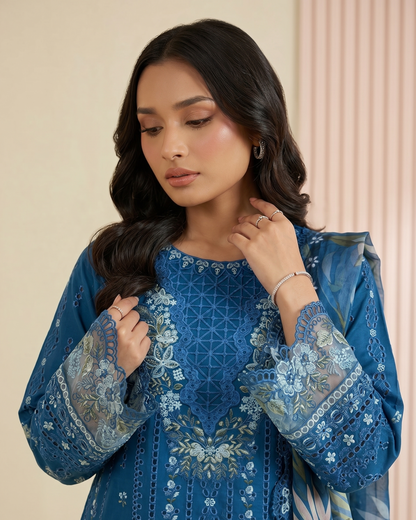 ready to wear pakistani cotton suit in blue online in dubai uae abudhabi meena bazaar
