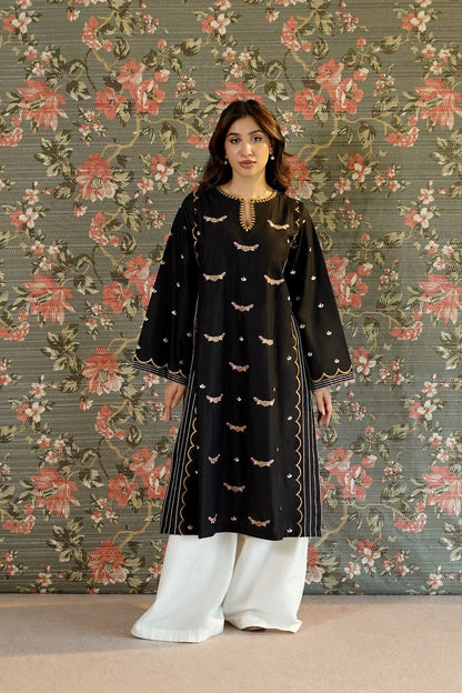 Black Embroidered Lawn Kurta Online in Dubai UAE Abudhabi Ajman Sharjah