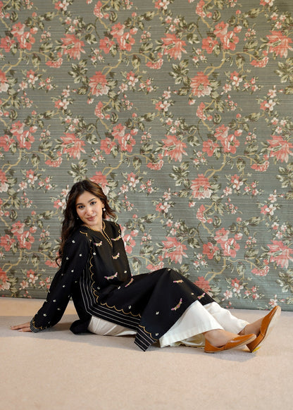 Black Lawn A-Line Kurta Online in UK USA Canada