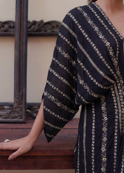 Black Linen Long Kaftan Daily Wear Online in Sri Lanka India Australia