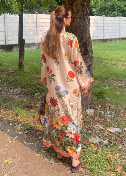 Multi Printed Satin Silk Festive Kaftan Online in Dubai UAE Abudhabi Ajman Sharjah