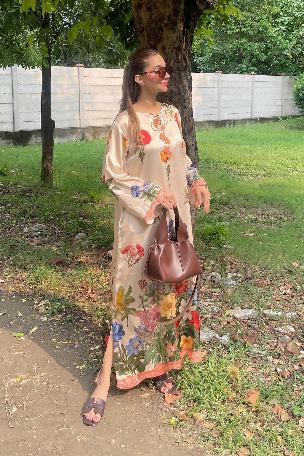 Multi Printed Satin Silk Kaftan Online in Dubai UAE Abudhabi Ajman Sharjah