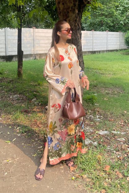 Multi Printed Satin Silk Kaftan Online in Dubai UAE Abudhabi Ajman Sharjah