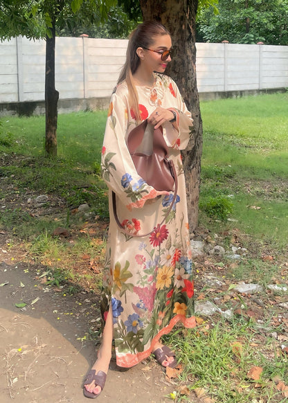 Printed Satin Silk Kaftan for Women Online in UK USA Canada