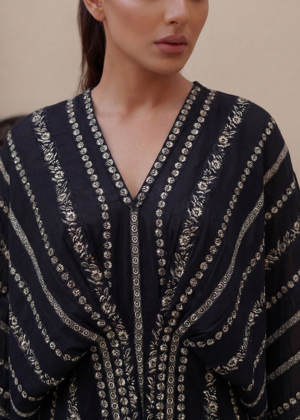 Winter Wear Black Embroidered Kaftan Online in UK USA Canada