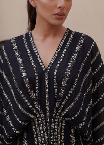 Winter Wear Black Embroidered Kaftan Online in UK USA Canada