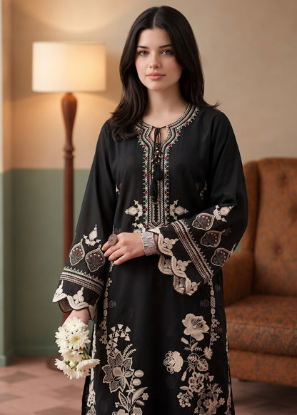 Black Embroidered Daily Wear Kurta Set Online in Dubai DXB UAE Abudhabi Meena Bazaar