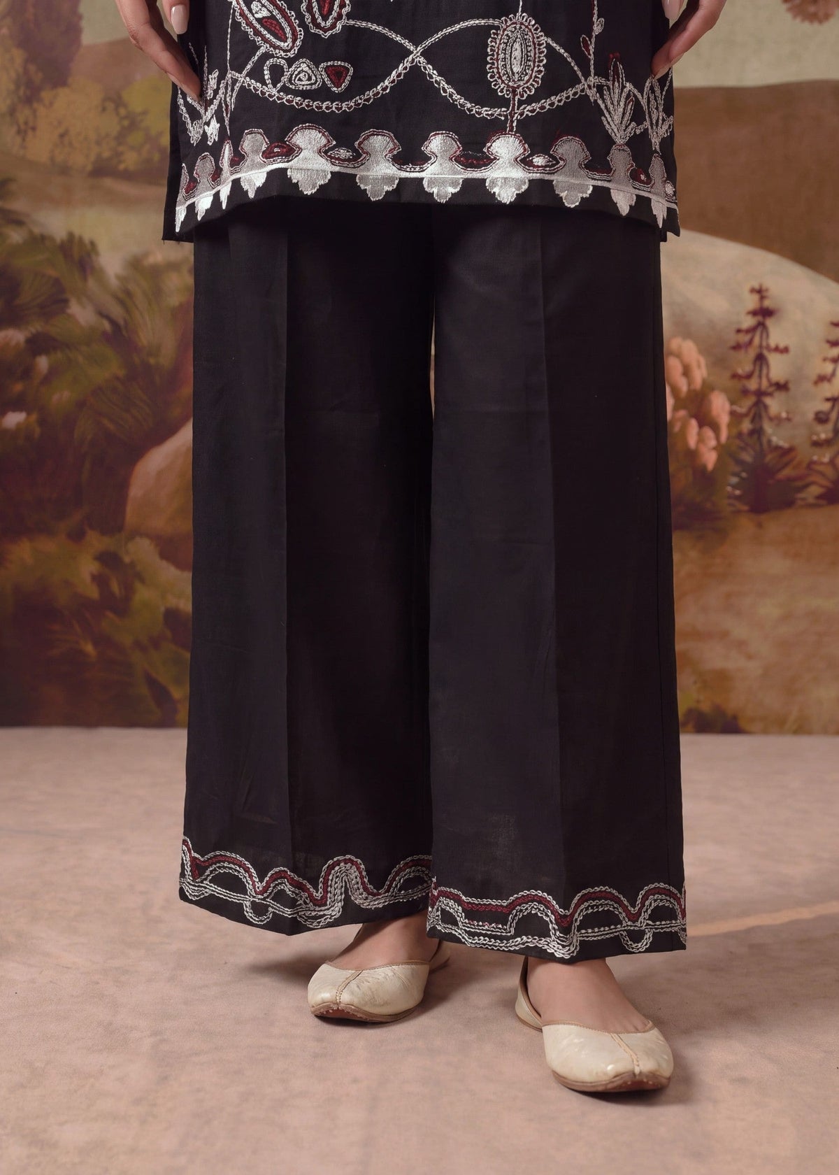 Black Cotton Embroidered Kurta Set Online in Dubai UAE Abudhabi Ajman Sharjah
