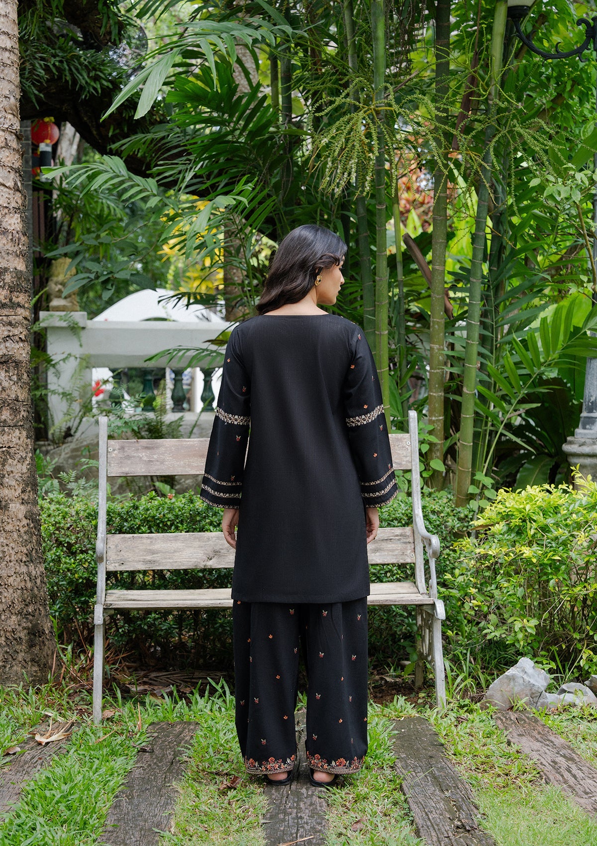 Black Embroidered Khaddar Kurta Set Winter Collection Online in Dubai DXB UAE Abudhabi Meena Bazaar