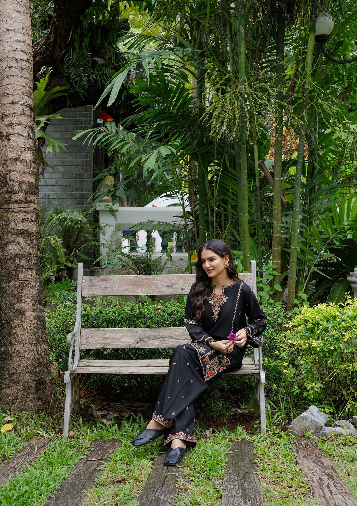 Black Khaddar 2 Piece Kurta Set Stitched Online in UK USA Canada