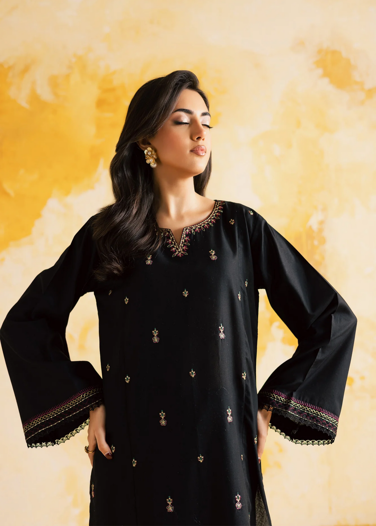 Black Lawn Kurta Set for Women Online in Sri Lanka India Australia