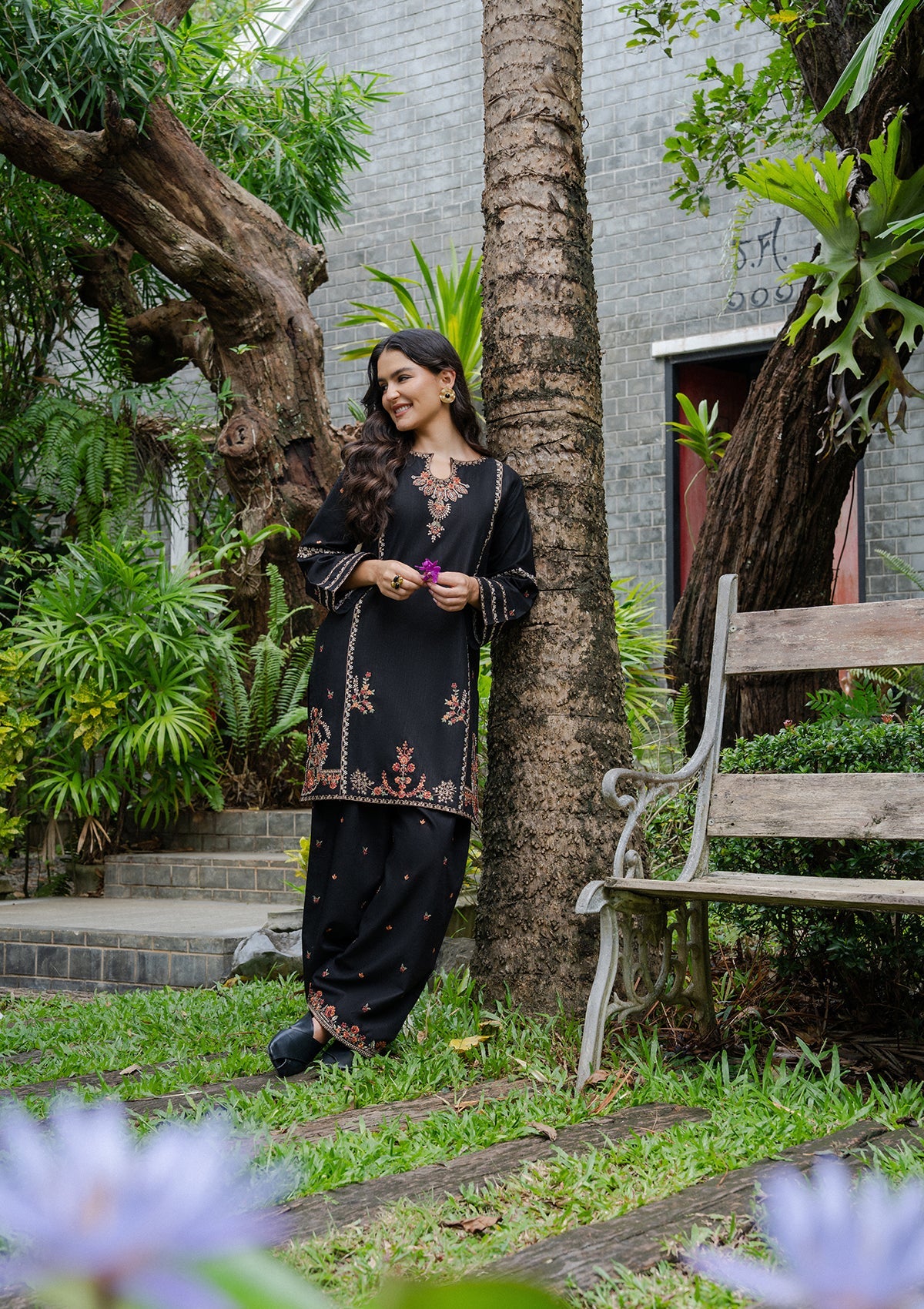 Embroidered Khaddar Kurta Trouser Set Online in Sri Lanka India Australia