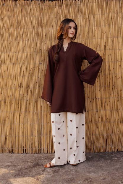 Off-White Embroidered Lawn Short Kurta Set Online in Dubai UAE Abudhabi Ajman Sharjah