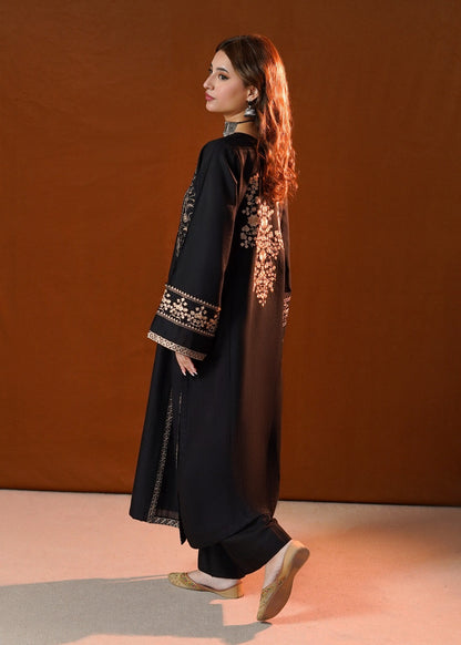 Black Slub Khaddar Straight Kurta Set Online in Sri Lanka India Australia