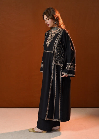 Ladies Black Khaddar 2 Piece Kurta Set Online in KSA Riyadh Saudi Arabia Oman Bahrain Qatar