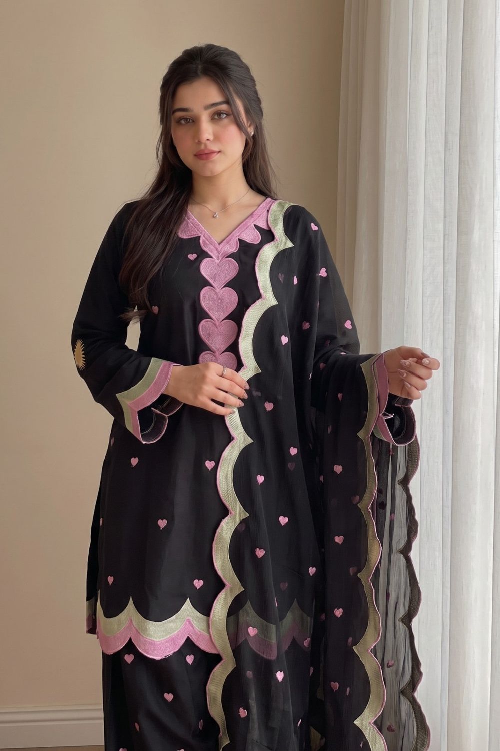 Black Embroidered Cotton Pakistani Suit Online in Dubai UAE Abudhabi Ajman Sharjah