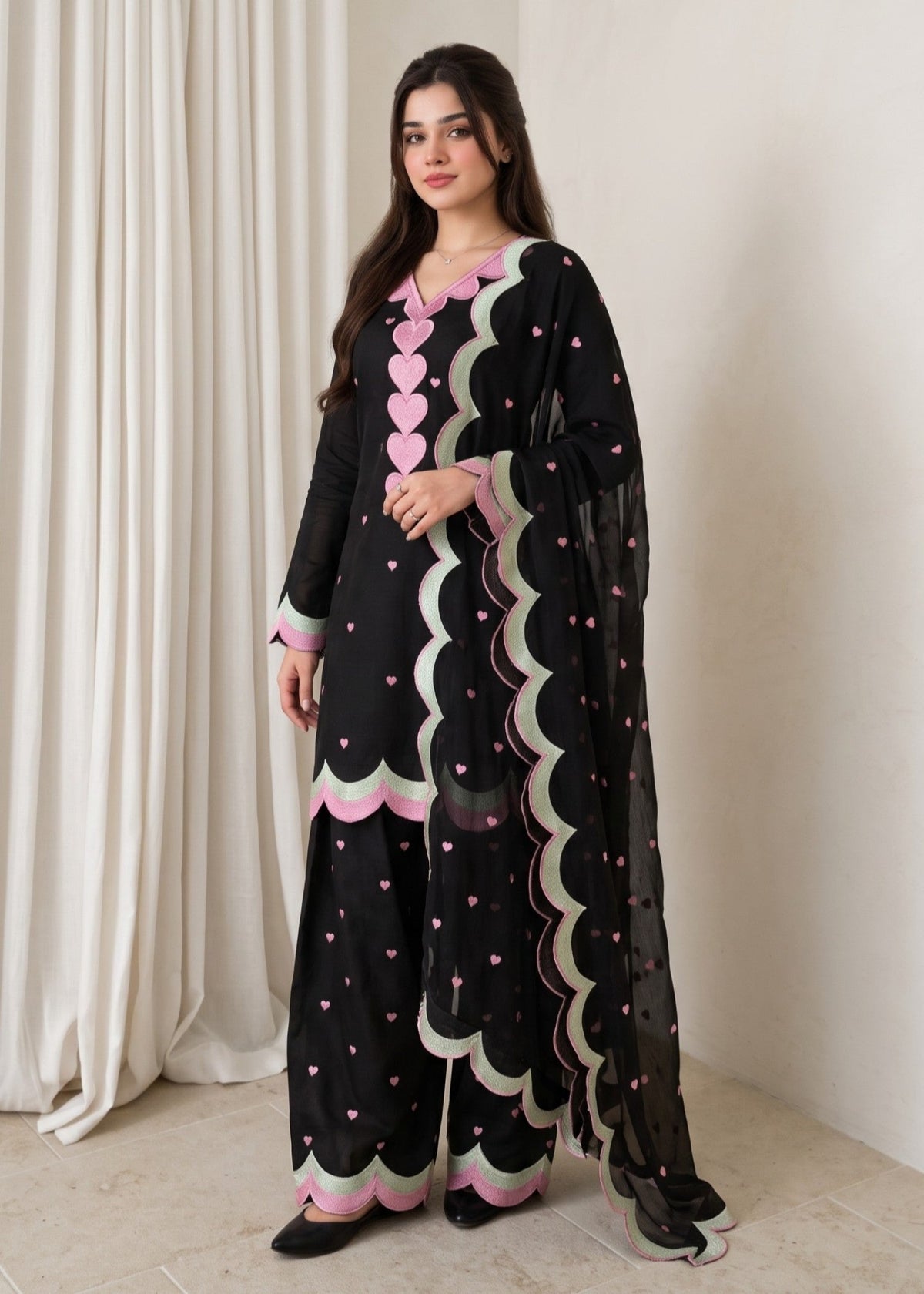Black Embroidered Cotton Salwar Kameez Online in Dubai DXB UAE Abudhabi Meena Bazaar